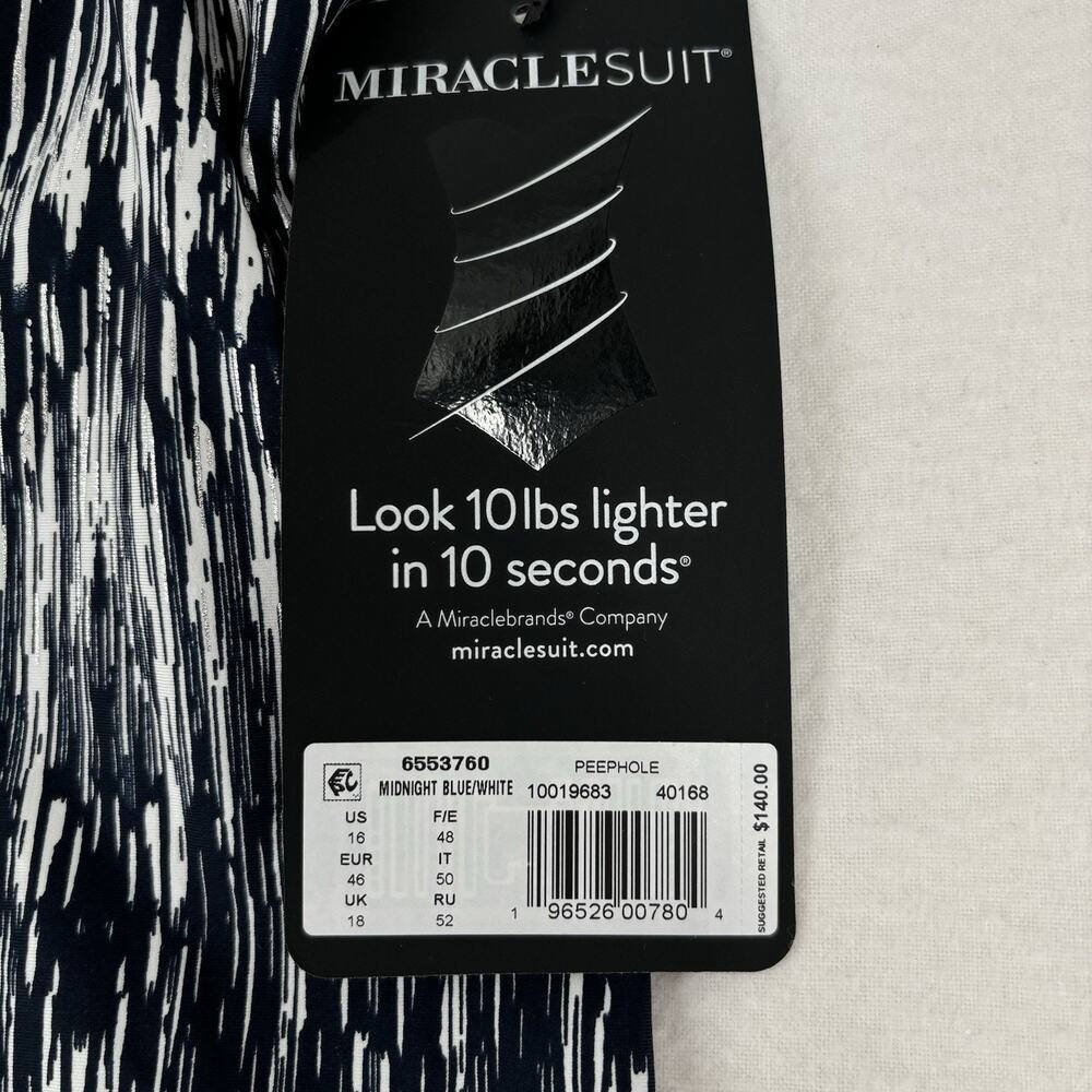 Miraclesuit Silver Shores Peephole Tankini Top Sz 16 MSRP $140 Midnight Blue NWT - Picture 4 of 7